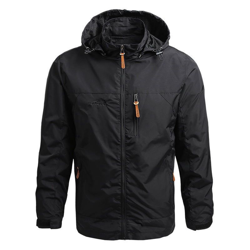 Herfst Heren Outdoor Jas Met Capuchon, Waterafstotende Afwerking En Borstzak Met Rits