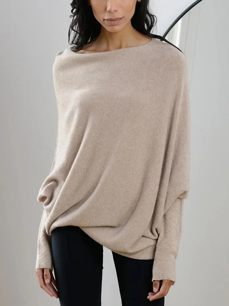 Off-Shoulder Damestrui Met Vleermuismouw – Sensuele Eenvoud Met Luxe Uitstraling
