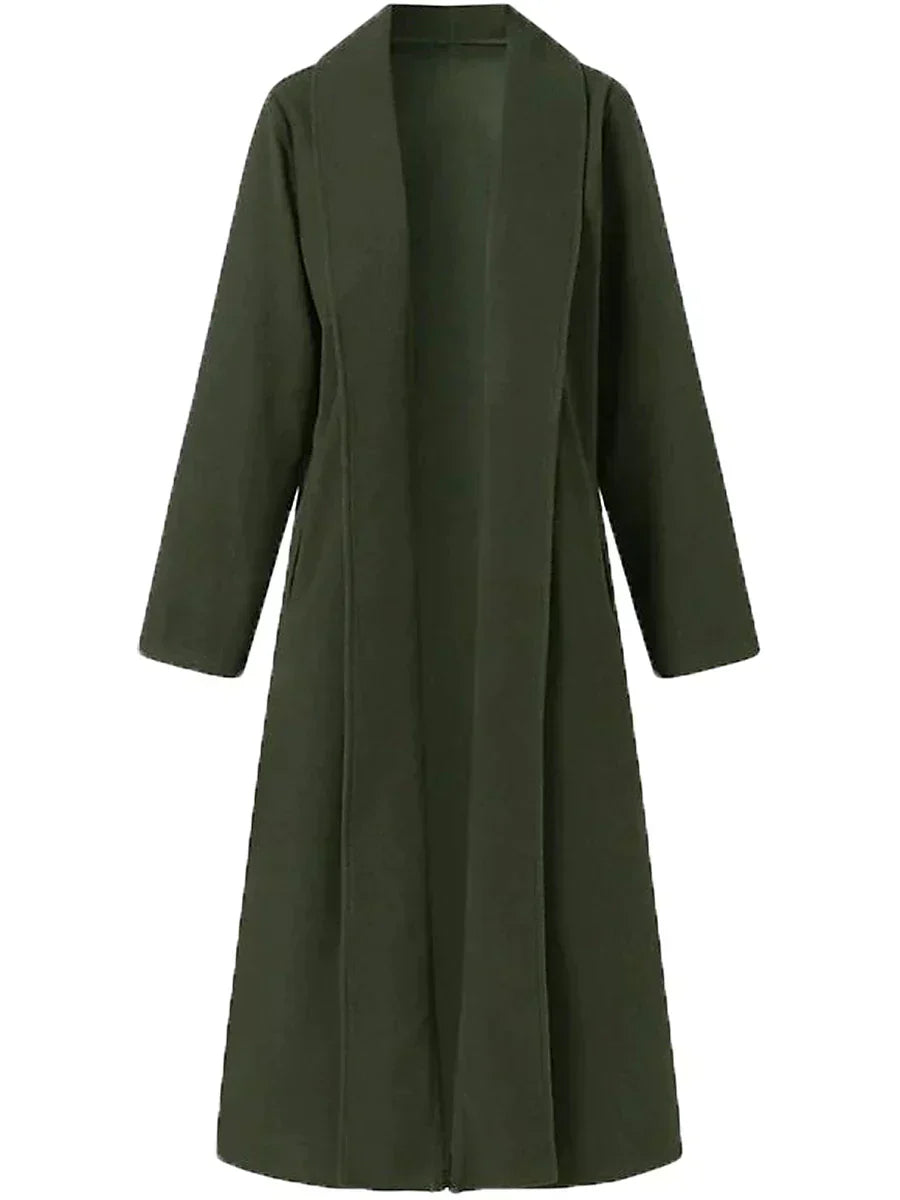 Lange Damesmantel Met Slanke Pasvorm – Elegant En Warm Voor Herfst En Winter