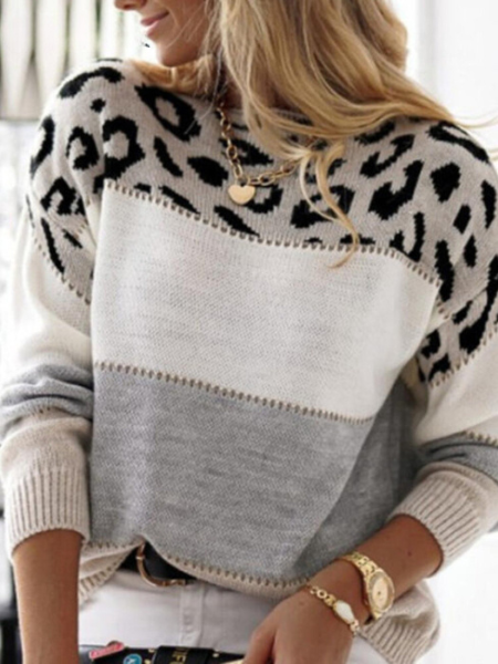 Colorblock Trui Met Animalprint Accent – Speelse Powerlook Met Streetstyle Flair