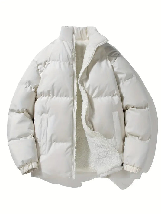 Winter Heren Pufferjas Met Teddyvoering En Opstaande Kraag