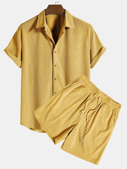 Tweedelige zomer set voor heren – luchtig ribdesign, relaxte pasvorm & ultiem comfort