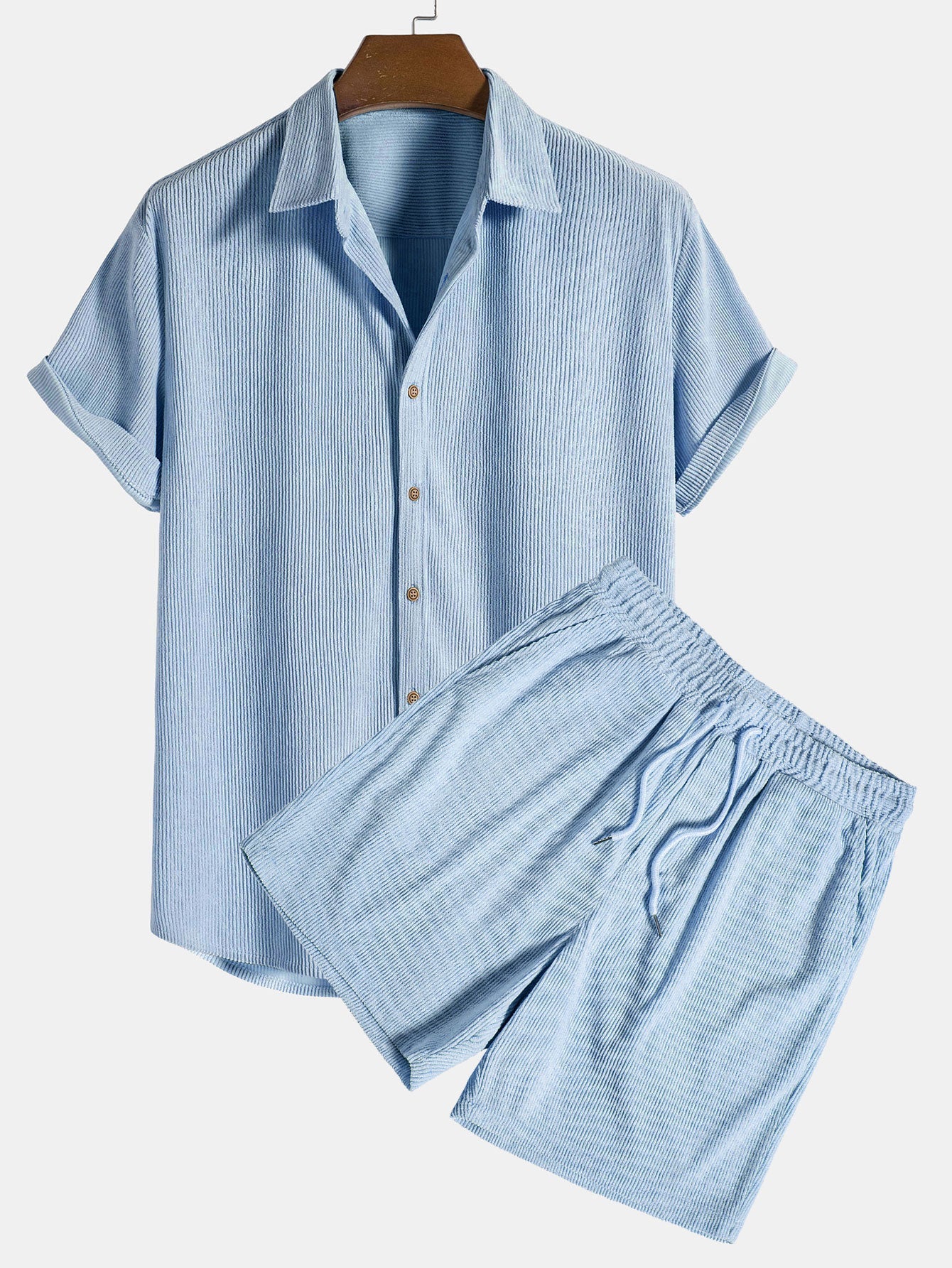 Tweedelige zomer set voor heren – luchtig ribdesign, relaxte pasvorm & ultiem comfort