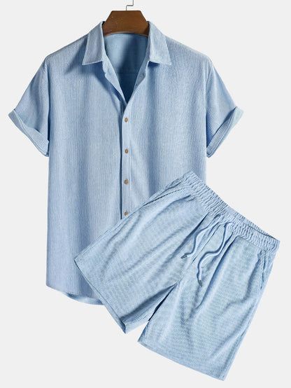 Tweedelige zomer set voor heren – luchtig ribdesign, relaxte pasvorm & ultiem comfort
