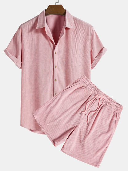 Tweedelige zomer set voor heren – luchtig ribdesign, relaxte pasvorm & ultiem comfort