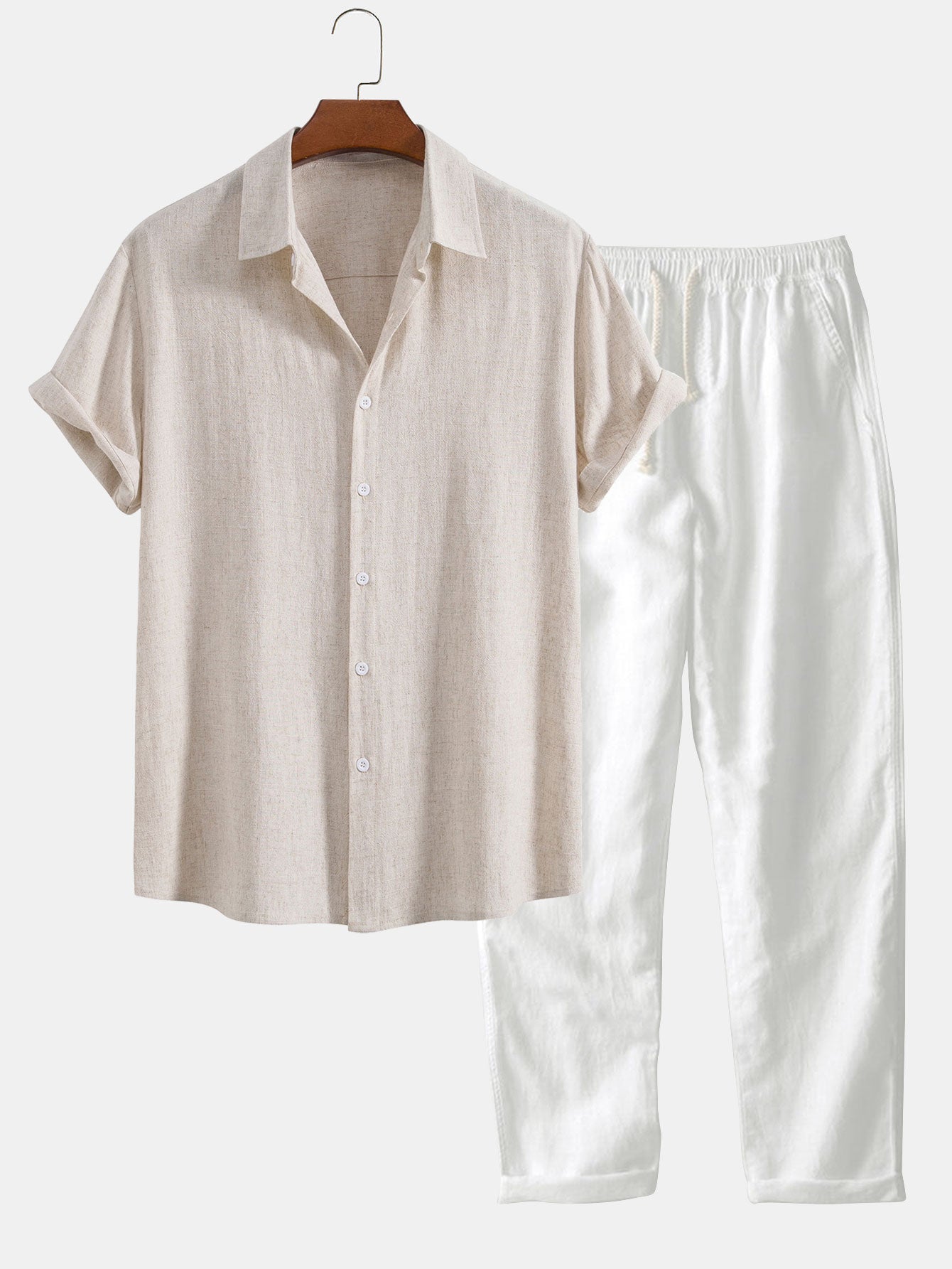 Heren zomeroutfit – luchtig overhemd met knopen & relaxte broek met opgerolde pijpen