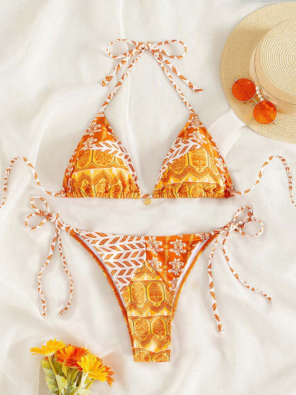 Bikini met patroon voor dames – verstelbare touwtjes, triangel fit & zomerproof