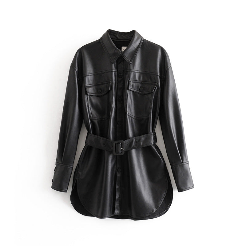 Zwarte Leren Jas Met Tailleband – Stijlvolle Statementjas Voor Een Edgy Look
