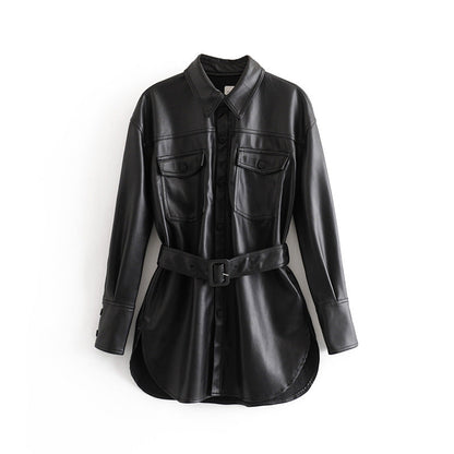 Zwarte Leren Jas Met Tailleband – Stijlvolle Statementjas Voor Een Edgy Look