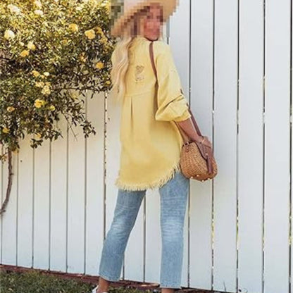 Oversized Denim Jack Met Scheuren – Casual Voorjaarsjas Voor Dames Met Relaxed Fit En Vintage Flair