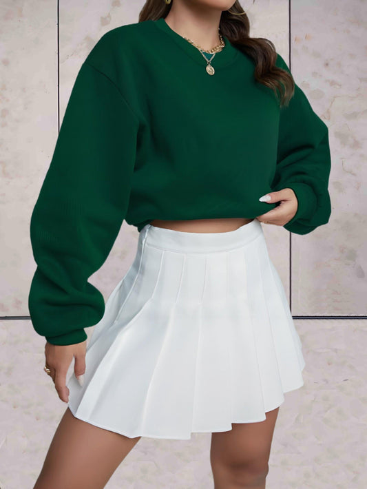 Cropped Sweatshirt Met Ronde Hals – Sporty Essential Voor Lente, Zomeravonden & Herfst