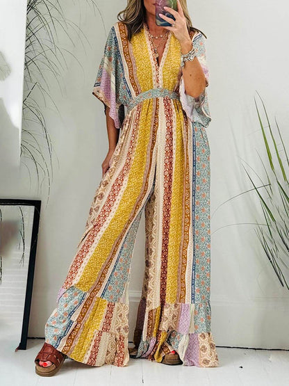 Bohemian Dames Jumpsuit Met Print – Lente, Zomer & Herfst