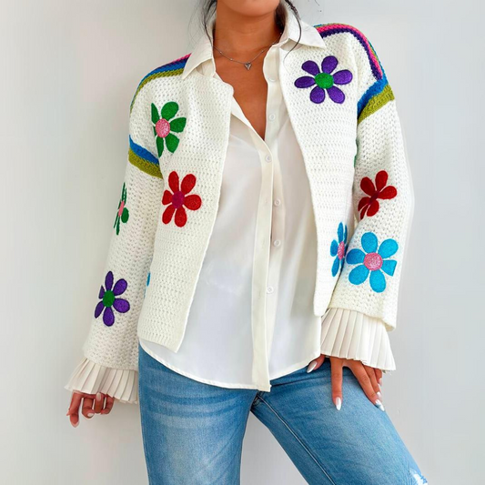 Gehaakt Vest Met Bloemenapplicaties – Bohemian Retro Vibe