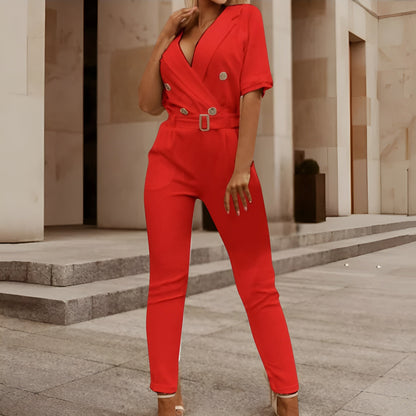 Elegante Dames Jumpsuit Met Blazerlook – Stijlvol Pak In Één Stuk Voor Zakelijke Of Chique Gelegenheden