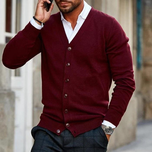 Cardigan Heren Voorjaar – Stijlvolle V-Hals Knit Met Knoopsluiting