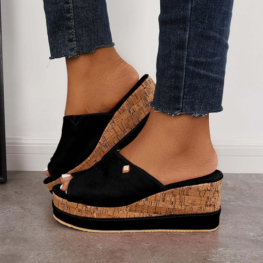 Dames Plateau Sleehak Instapper – Kurklook Zool, Comfortzool & Voorjaar & Zomer