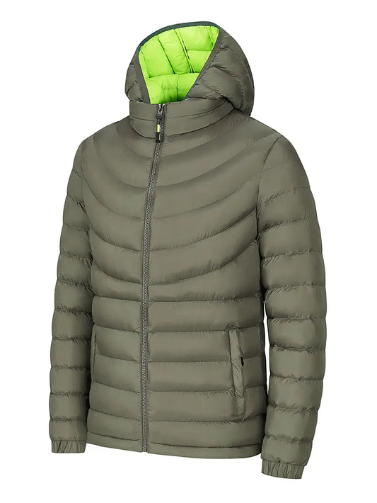 Winter Heren Pufferjas Met Capuchon, Lichtgewicht Vulling En Sportieve Pasvorm