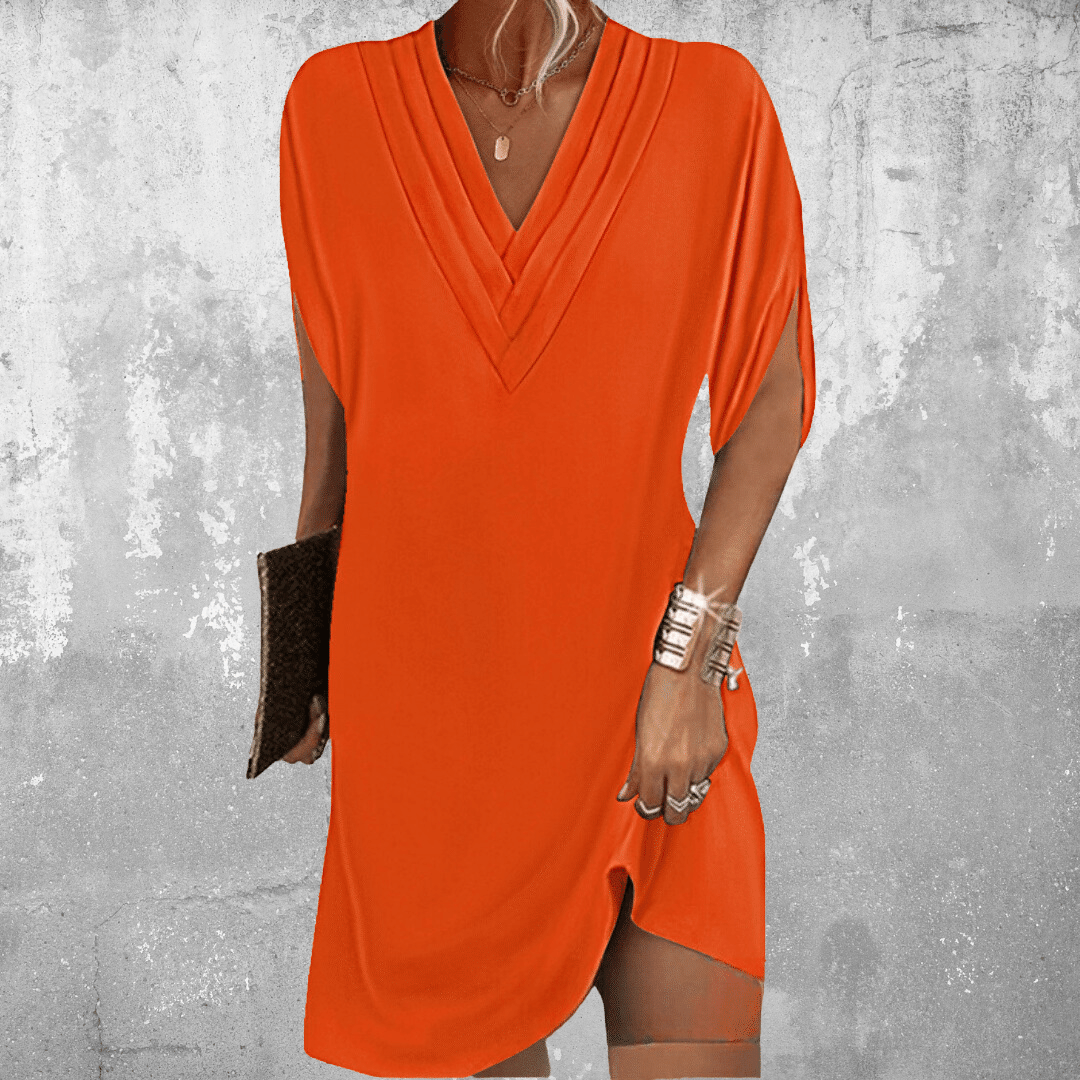 Luchtige dames zomerjurk met V-hals en split – elegant, comfortabel & veelzijdig