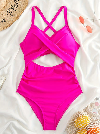 Badpak met gekruiste top en cut-out voor dames – corrigerende pasvorm, volledig gevoerd & zomerproof
