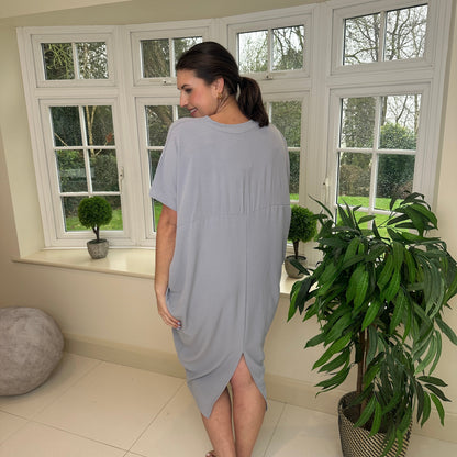 Dames Losvallende Midi-Jurk Met V-Hals En Korte Mouwen – Lente, Zomer En Casual Momenten
