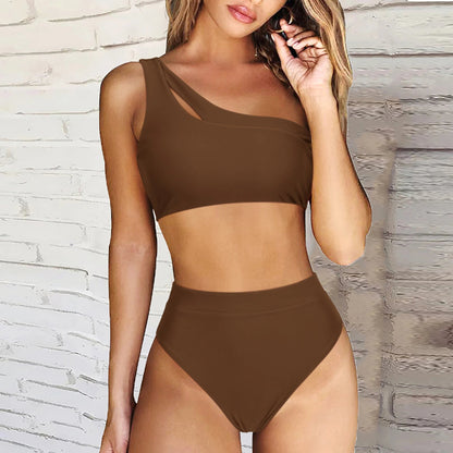 Asymmetrische bikini voor dames – hoge taille, stevige pasvorm & zomerse elegantie