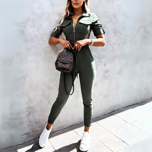 Getailleerde Utility Jumpsuit Met Rits En Ceintuur – Stoer Én Stijlvol