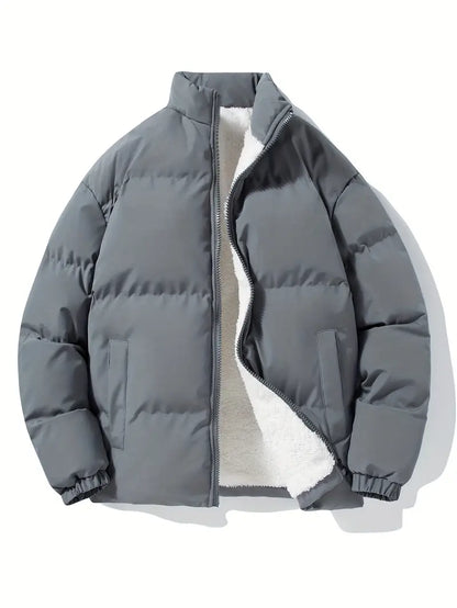 Winter Heren Pufferjas Met Teddyvoering En Opstaande Kraag