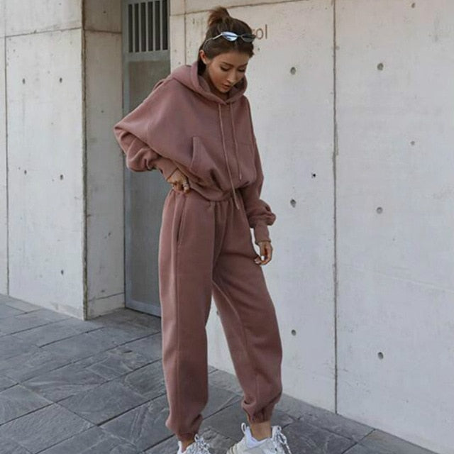 Dames Hoodie En Jogger Set In Oversized Fit – Herfst, Winter En Voorjaar