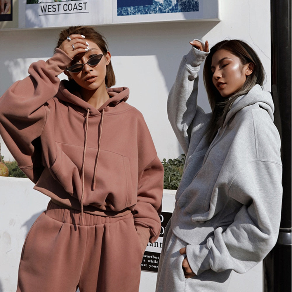 Dames Hoodie En Jogger Set In Oversized Fit – Herfst, Winter En Voorjaar