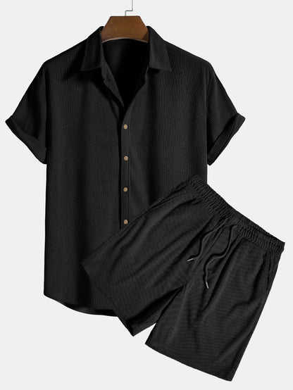 Tweedelige zomer set voor heren – luchtig ribdesign, relaxte pasvorm & ultiem comfort