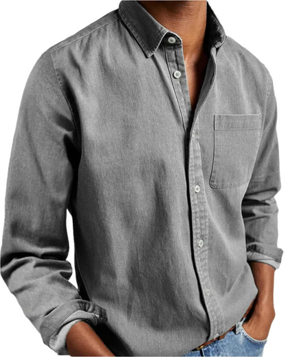 Herenshirt met lange mouwen en borstzak – zachte stof, casual fit & all-season look