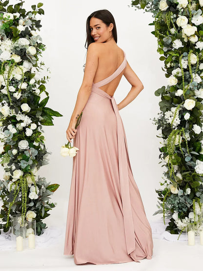 Lange Damesjurk Met Diepe V-Hals En Strikdetail – Elegante Avondjurk Met Chique Flair