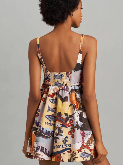 Dames Mini-Jurk Met Rechte Bandjes En Tropische  All-Over Print – Lente, Zomer En Vroege Herfst