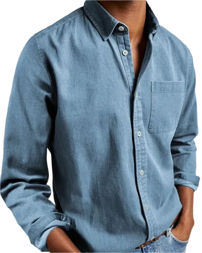 Herenshirt met lange mouwen en borstzak – zachte stof, casual fit & all-season look