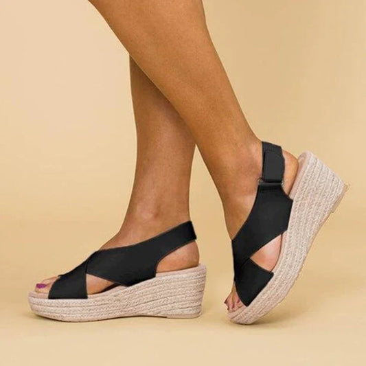 Dames Espadrille Sleehak Met Kruisband – Comfortzool, Instapmodel & Voorjaar & Zomer