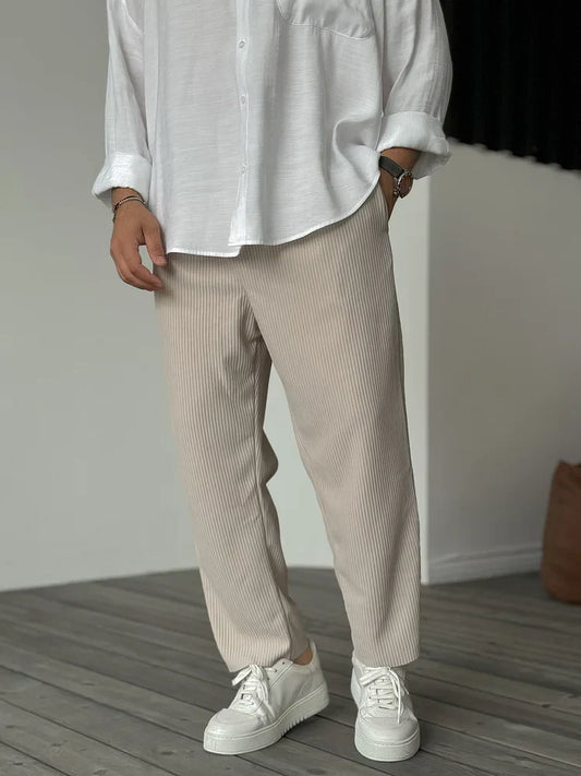 Comfort Fit Plissé Broek Heren