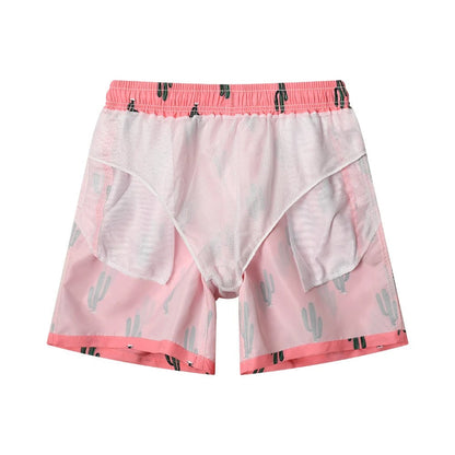 Heren zwemshort met cactusprint – ademend, verstelbaar & perfect voor zomerdagen