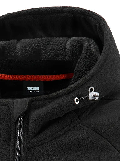Winter Heren Fleece Jas Met Capuchon, Ritssluiting En Gevoerde Binnenzijde
