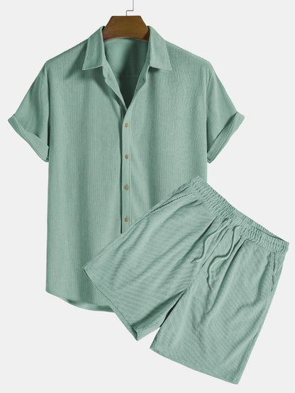 Tweedelige zomer set voor heren – luchtig ribdesign, relaxte pasvorm & ultiem comfort