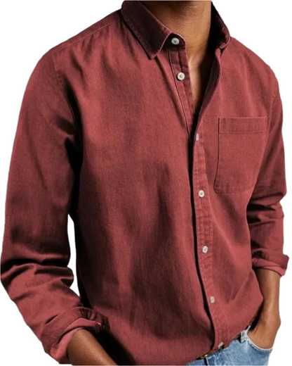 Herenshirt met lange mouwen en borstzak – zachte stof, casual fit & all-season look