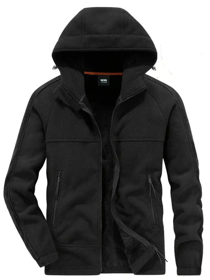 Winter Heren Fleece Jas Met Capuchon, Ritssluiting En Gevoerde Binnenzijde