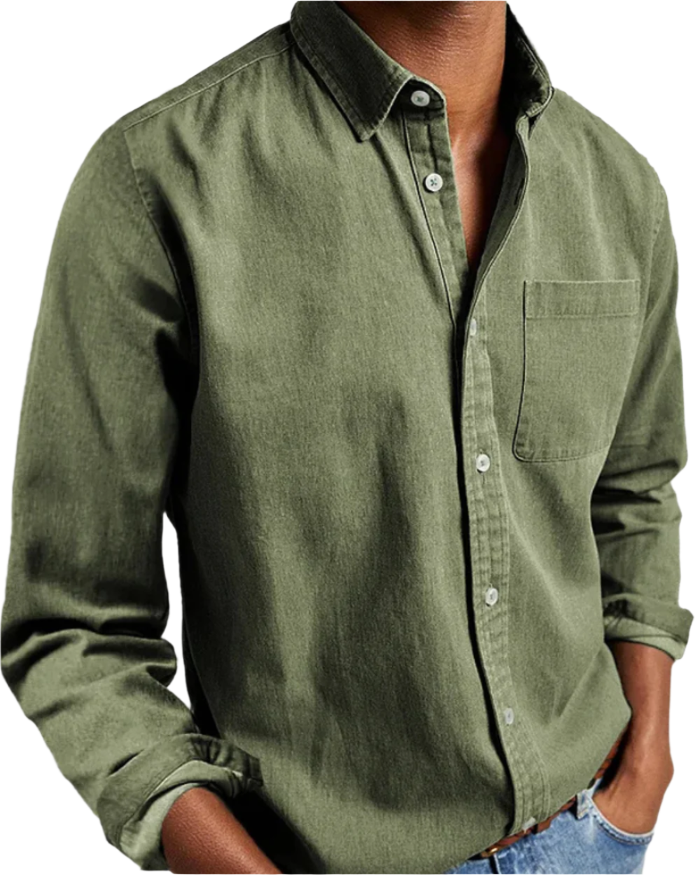 Herenshirt met lange mouwen en borstzak – zachte stof, casual fit & all-season look