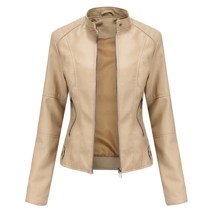Fitted Leren Jas Met Bikerstijl