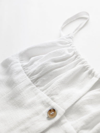 Zomerse Lichte Linnen Mini Jurk Voor Vrouwen – Effen Ontwerp, Ademend Materiaal & Perfect Voor Casual Uitjes Of Zomerse Feestjes.