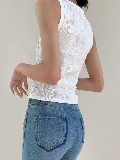 Elegante Tanktop Met Golvende Textuur Voor Modebewuste Vrouwen – Ademende Stof, Tijdloos Ontwerp & Perfect Voor Zomerse Uitjes.