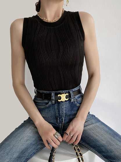 Elegante Tanktop Met Golvende Textuur Voor Modebewuste Vrouwen – Ademende Stof, Tijdloos Ontwerp & Perfect Voor Zomerse Uitjes.