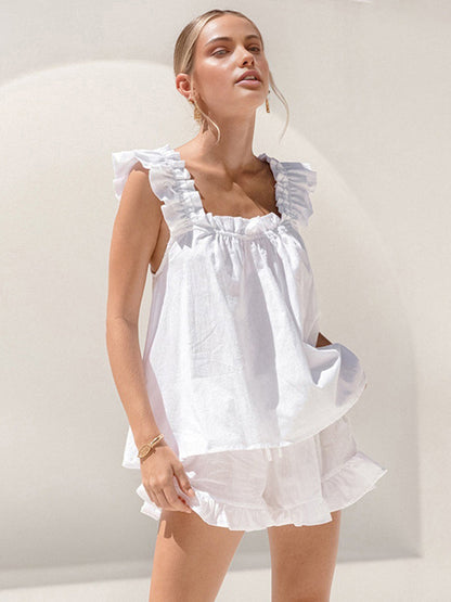Meisjes Set Met Ruffle Top En Korte Broek – Zomer, Katoen & Perfect Voor Speelse En Luchtige Zomerdagen