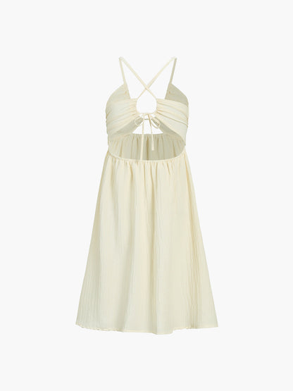 Elegante Criss Cross Split Midi Jurk Voor Modebewuste Vrouwen – Luxe Stof, Tijdloze Kleur & Perfect Voor Feestelijke Gelegenheden.