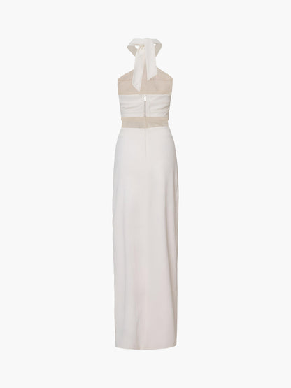 Elegante Crisscross Cutout Halter Maxi Jurk Voor Modebewuste Vrouwen – Stretchy Knit, Speelse Splits & Een Verleidelijk Silhouet Voor Elke Gelegenheid.