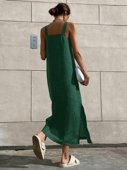 Stijlvolle Katoenen Lange Cami Jurk Voor Modebewuste Vrouwen – Ademend, Tijdloos Ontwerp & Ideaal Voor Zomerse Gelegenheden.